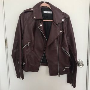 Burgundy Faux leather jacket